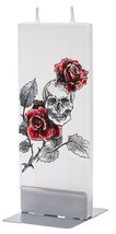 Flatyz - Twin Wick Flat Candle - Skull w/Red Roses - £15.87 GBP