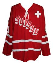 Any Name Number Switzerland Retro Hockey Jersey New Red Schelling #41 Any Size image 4