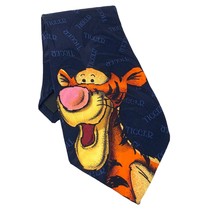Tigger Neck Tie Big Face Blue Spell Out All Over Silk Mens 54&quot; With Tag - $16.80