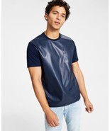 Inc Men&#39;s Classic-Fit Pieced Faux-Leather Panel T-Shirt Navy Size XS - €21,49 EUR