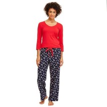Nautica Womens Sleepwear Flannel Pajama Set Color Tango Red Color L - £65.97 GBP
