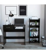 32 Inch Black Computer Desk Desk and Bookshelf Set - $218.99