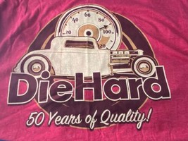 DieHard T-Shirt Men&#39;s XL Short Sleeve NWT 50 Years of Quality Burgundy Car - £13.34 GBP