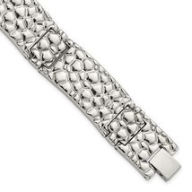 Chisel Stainless Steel Polished and Textured Link Bracelet - £36.13 GBP