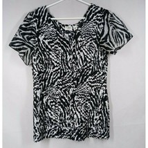 Cato Woman Rouched Blouse With Black &amp; White Zebra Design Size 18/20W - £11.62 GBP