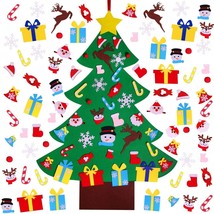 4Ft Diy Felt Wall Hanging Christmas Tree Set With 36Pcs Ornaments For Kids Gift - £20.43 GBP