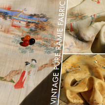 50*140cm Chinese Ancient Lady Natural Ramie Fabric F DIY Sewing Cheongsam Hanfu - £10.59 GBP