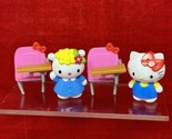 2 Hello Kitty 2014 Sanrio 2&quot; Figure Toys in School Desk Removable - $9.85