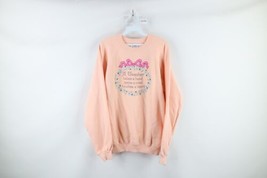 Vtg 80s Streetwear Womens XL Spell Out Flower Teacher Crewneck Sweatshirt USA - £35.44 GBP