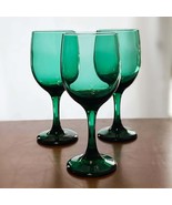 Libbey Juniper dark green stemmed wine goblets, Set of 3, Vintage - £15.54 GBP