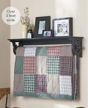 Deluxe Quilt Blanket Holder Wall Storage Rack With Shelf Scrolled BLACK Finish - £41.77 GBP