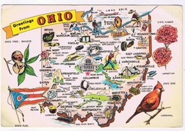 Postcard Ohio State Pictoral Map Buckeye State - $2.08