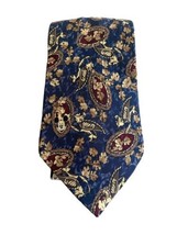 Vintage Disney WDW Tie Mickey Mouse Blue Leaves All Over 100% Silk USA - £14.78 GBP