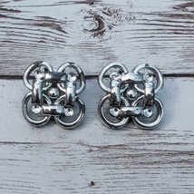 Vintage Clip On Earrings Chunky Silver Tone - Damaged - £5.58 GBP
