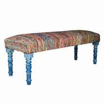 47&quot; Rainbow Stripe Blue Leg Upholstered Bench - $6,953.16 MXN