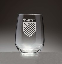 Warren Irish Coat of Arms Stemless Wine Glasses (Sand Etched) - £53.73 GBP