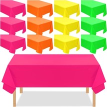 12 Pack Assorted Color Plastic Tablecloth Disposable Rectangle Table Cover Neon  - £43.83 GBP