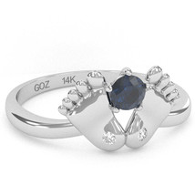Baby Feet Lab-Created Sapphire Diamond Ring In 14k White Gold - £238.26 GBP