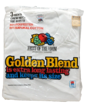 VTG Fruit of the Loom 3pc T Shirts XL 46-48 Crew Neck Golden Blend White... - $23.36