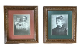 Antique Photos Framed 9&quot; English Mother &amp; Child, Woman Spinster 19th Century Lot - £25.63 GBP