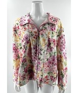 Drapers &amp; Damons Womens Jacket Coat Plus Sz 2X Pink Green Floral Shimmer... - $916.22 MXN