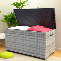 Durable Grey Wicker Patio Furniture Storage Box - Outdoor Garden Deck - $4,771.64 MXN
