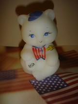 Fenton Opal Satin Red, White, &amp; Blue Bear Proud To Be An American   - £50.11 GBP