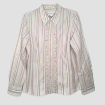 Liz Claiborne Womens Size Large Blouse Ruffle Long Sleeve Button Collare... - £10.24 GBP