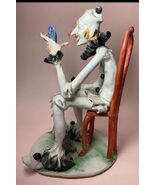 Vintage Italian Clown w Dog Ceramic Sculpture T.P. Ceramiche #119 Signed Poli - $345.51