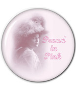 PURSE MIRROR W/ ORGANZA BAG PINK HAT LADIES ART &quot;PROUD IN PINK&quot; 3 IN - $7.99