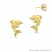 Dolphin Stamped Children&#39;s Stud Earrings Baby / Infant Studs in 14k Yellow Gold - £36.67 GBP