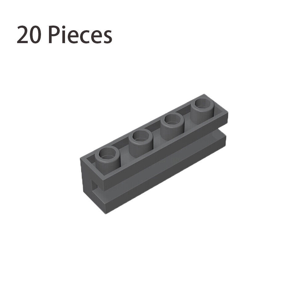 20x Dark Gray 2653 Brick Special 1x4 with Groove / Sliding Piece 1x4 Bra... - $7.40