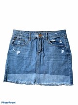 Refuge Womens Blue Distressed Frayed Denim Mini Skirt Size Med Grunge - $19.07