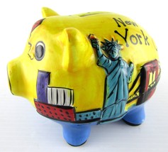 Luke-A-Tuke Piggy Bank New York City Yellow Coin Bank Souvenir Saving Co... - $11.07