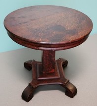 Antique Solid Tiger Oak Round Pedestal Side Table Heavy 24&quot; Dia&amp;Tall Scr... - $7,526.52 MXN