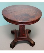 Antique Solid Tiger Oak Round Pedestal Side Table Heavy 24&quot; Dia&amp;Tall Scr... - $539.24 CAD