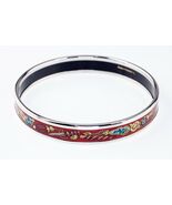 Hermes Enamel Silver-Lined Bangle Bracelet 10 mm 7.5&quot; - €544,05 EUR