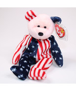 Rare Original TY Spangle Pink Face Beanie Baby Bear 1999 Retired Red Whi... - €9,11 EUR