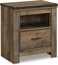 Warm Brown Rustic 1 Drawer Nightstand With Usb Charging Stations From Signature - £179.59 GBP