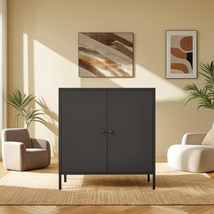 Modern Metal Sideboard Buffet: Steel &amp; High Legs - $2,068.84 MXN