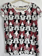 Disney Minnie Mouse Women&#39;s Graphic T-Shirt Size XL White with Red Bows - £7.97 GBP