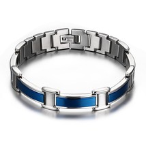 Blue Men Bracelet Magnetic Stainless Steel Healing Energy Bracelet Male Hand Cha - £24.34 GBP