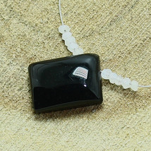 Black Onyx Smooth Square Rainbow Moonstone Beads Natural Loose Gemstone Jewelry - £2.71 GBP