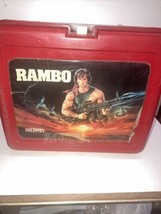 Vintage 1985 RAMBO Sylvester Stallone Movie Red Plastic Lunchbox **NO TH... - $22.08