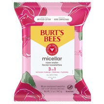 Burt&#39;s Bees Micellar Facial Towelettes With Rose Water, Pre-Moistened Towelettes - £16.77 GBP