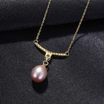 S925 Sterling Silver Freshwater Pearl Pendant Necklace Women Diamond Wind Pearl  - £17.58 GBP