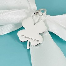 Tiffany &amp; Co Silver Good Luck Shamrock Lucky Irish 4 Leaf Clover Charm Pendant - £333.51 GBP
