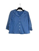 Women’s Pendleton Blue Button Up Polka Dot Top Size Large - £15.17 GBP