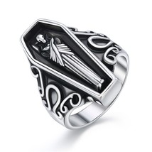 1 Pcs 18 Size Fashion Stereoscopic Coffin Egyptian Mummy Ring Vintage Metal Colo - £6.58 GBP