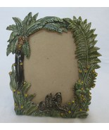 Vtg  Picture Frame 2.5 x 3.5  metal Cheetahs and Palm Trees Rhinestones - £11.79 GBP